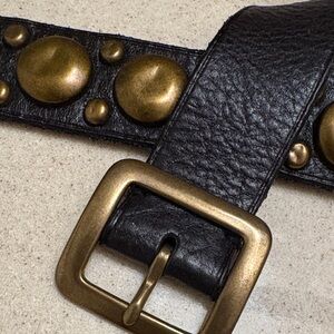 Black leather polo belt size S
